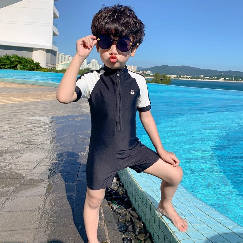 Boys' Beach Vacation Swimwear Kidsren'S Swimsuit Baby Boy Short-Sleeved One-Piece Swimsuit - Image 5